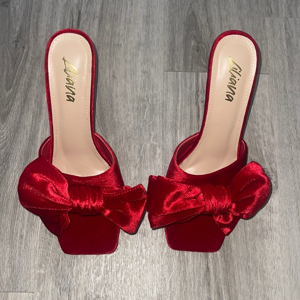 Red Velvet Bow Tie Heels